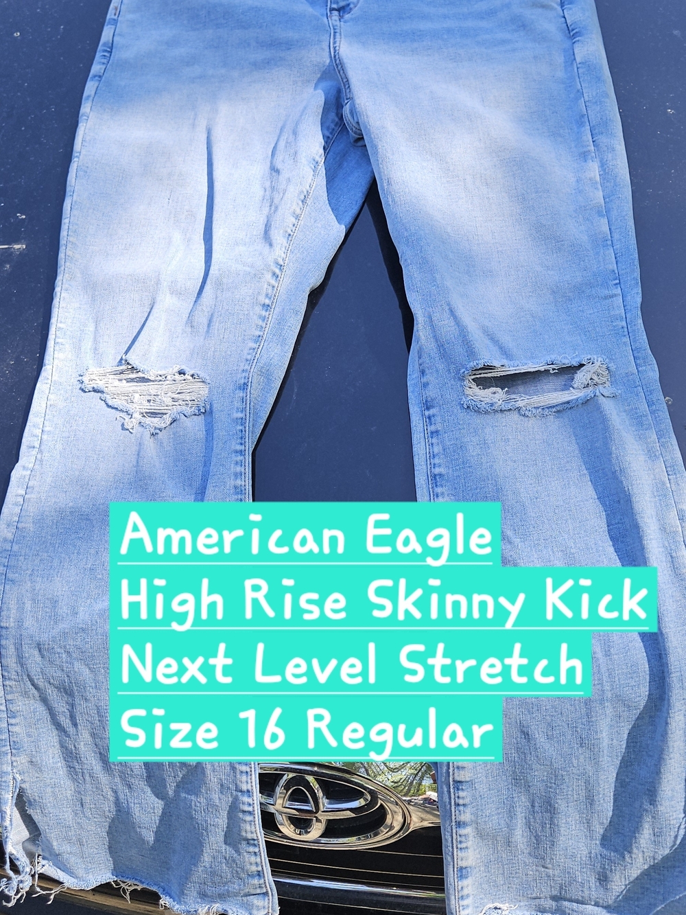 American Eagle Outfitters Light Blue Distressed Flare Jeans
